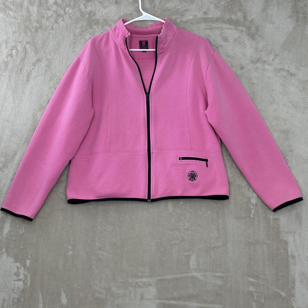 Gear For Sports Jacket Womens XL Pink Fleece Full Zip Pocket Logo Embroidered